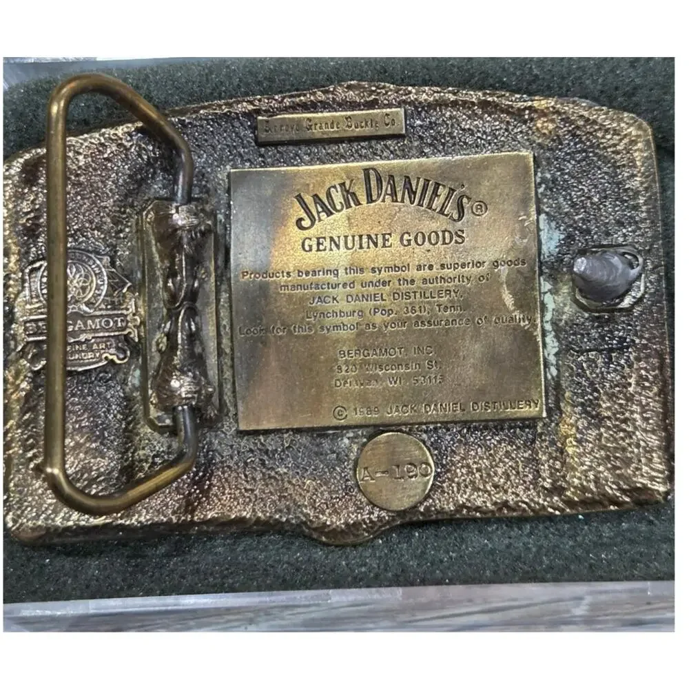 Jack Daniel's Brass Belt Buckle 1989 Bergamot Old No. 7 Display Case Included